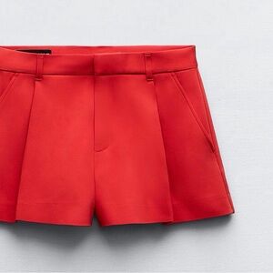 Zara Red Pleated Shorts NWT Women’s Size M